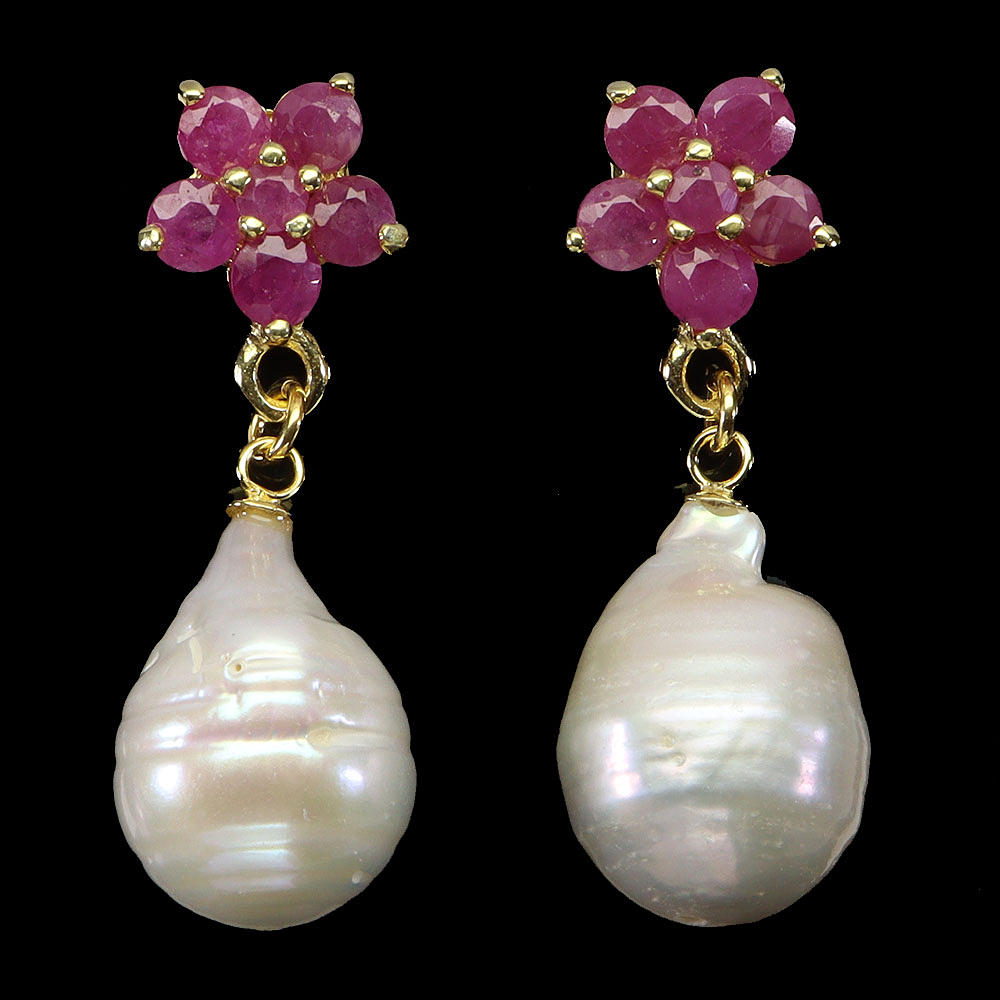 BAROQUE PEARL RUBY EARRINGS