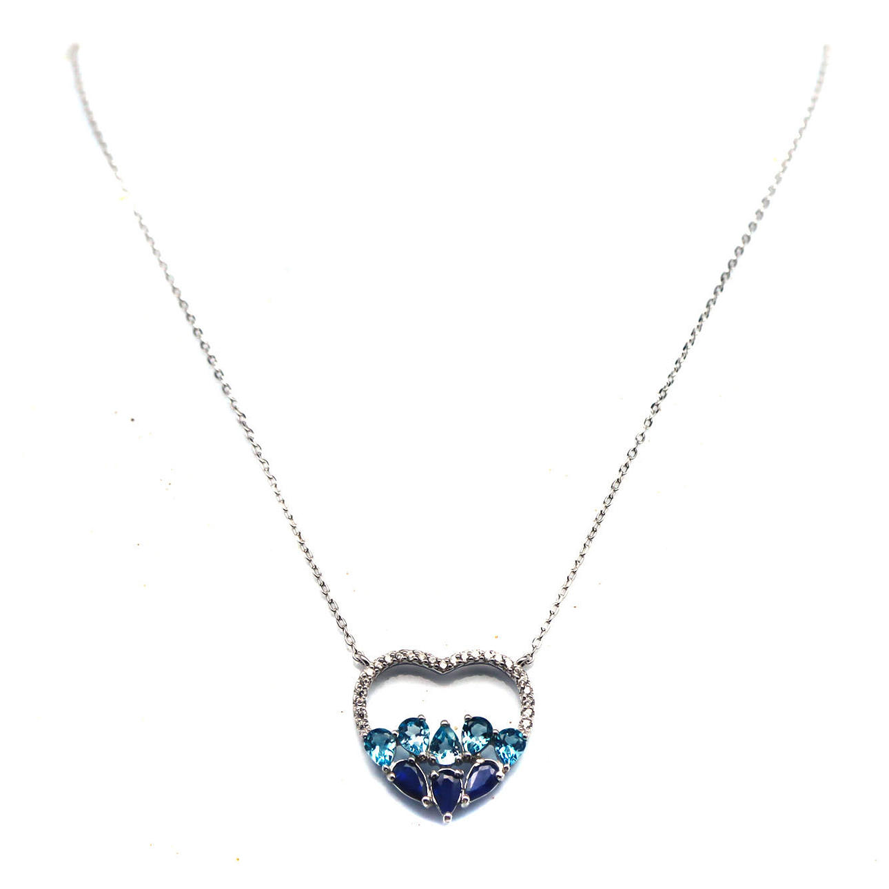 SAPPHIRE AND BLUE TOPAZ SILVER PENDANT