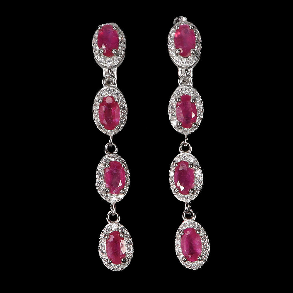 RUBY SILVER DROP EARRINGS